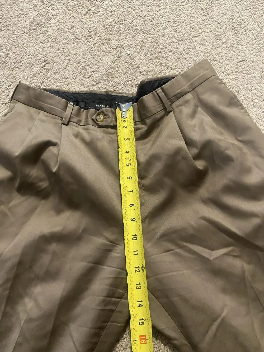 Jos. A. Bank Pants Mens 34x30 Beige Signature Dress Pleated Microfiber